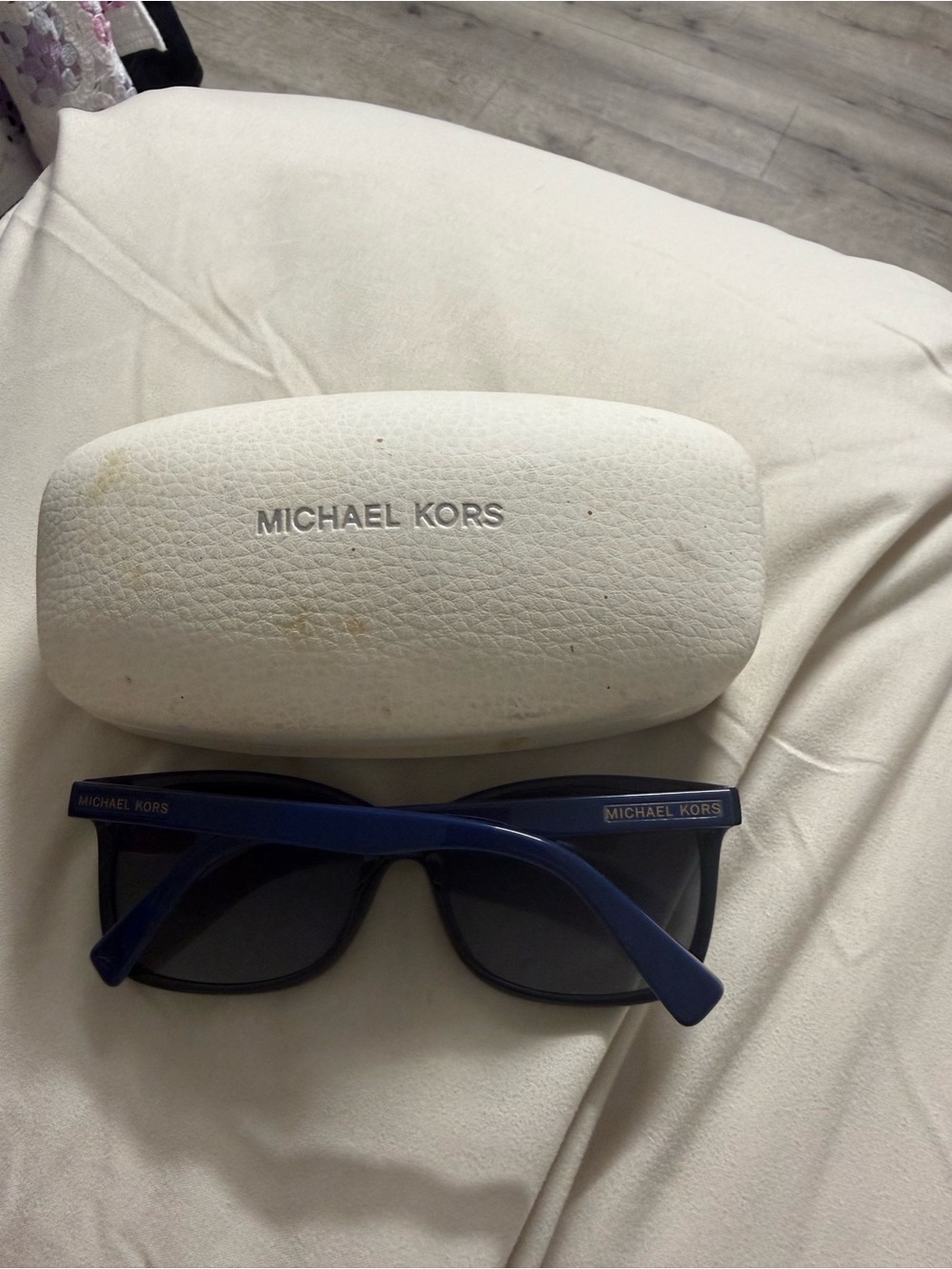 Michael Kors Men's Blue and Black Sunglasses with White Case